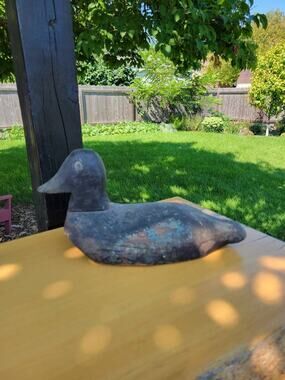 Vintage Duck Decoy, Wood Folk Art, Primitive Carved, Autumn Decor